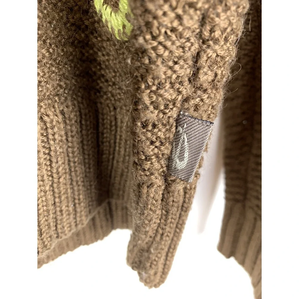 Vintage Obermeyer Brown‎ Floral Retro Knit Juniors Girls Sweater Sz XL